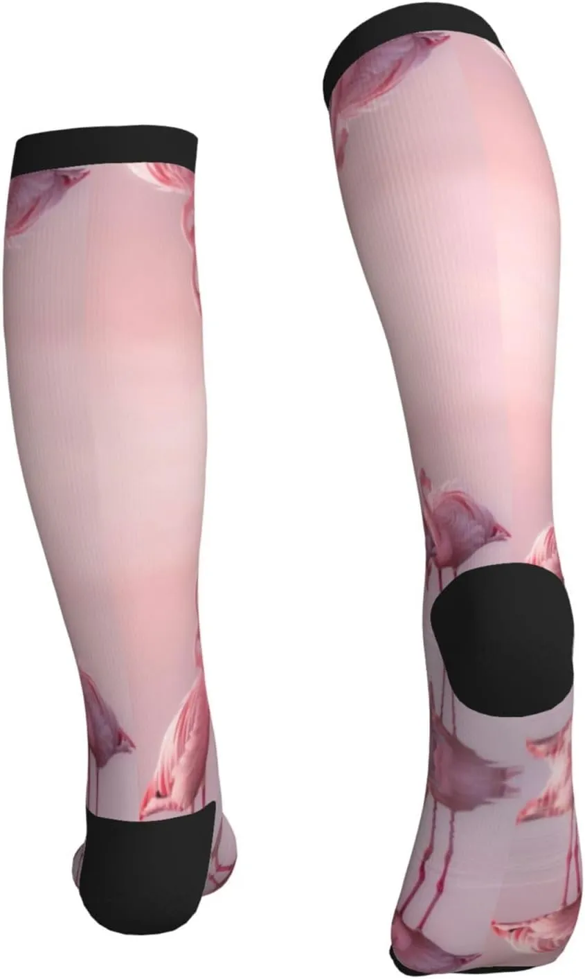 flamingos1 Print Circulation Compression Socks For Plantar Fasciitis Edema And Post Surgery