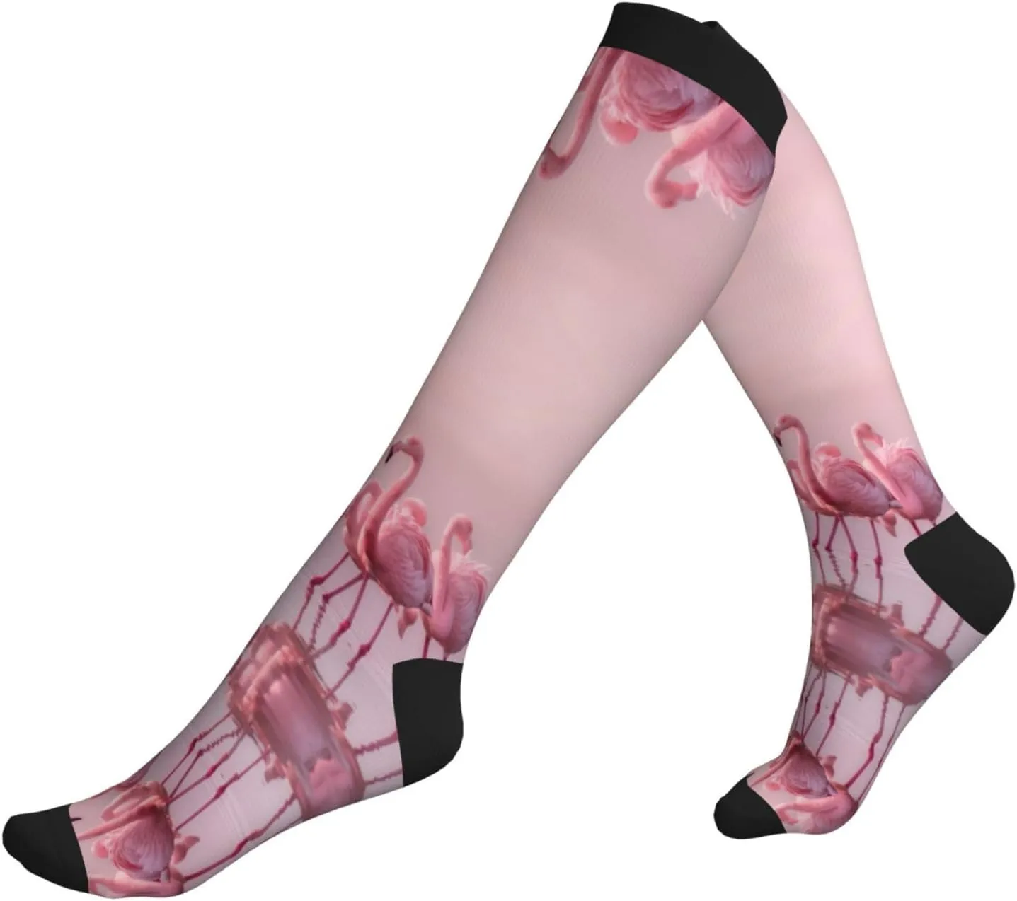 flamingos1 Print Circulation Compression Socks For Plantar Fasciitis Edema And Post Surgery