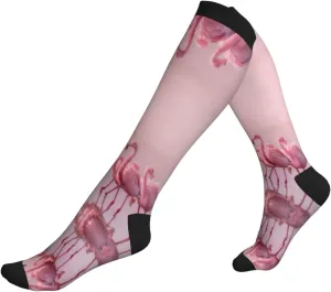 flamingos1 Print Circulation Compression Socks For Plantar Fasciitis Edema And Post Surgery