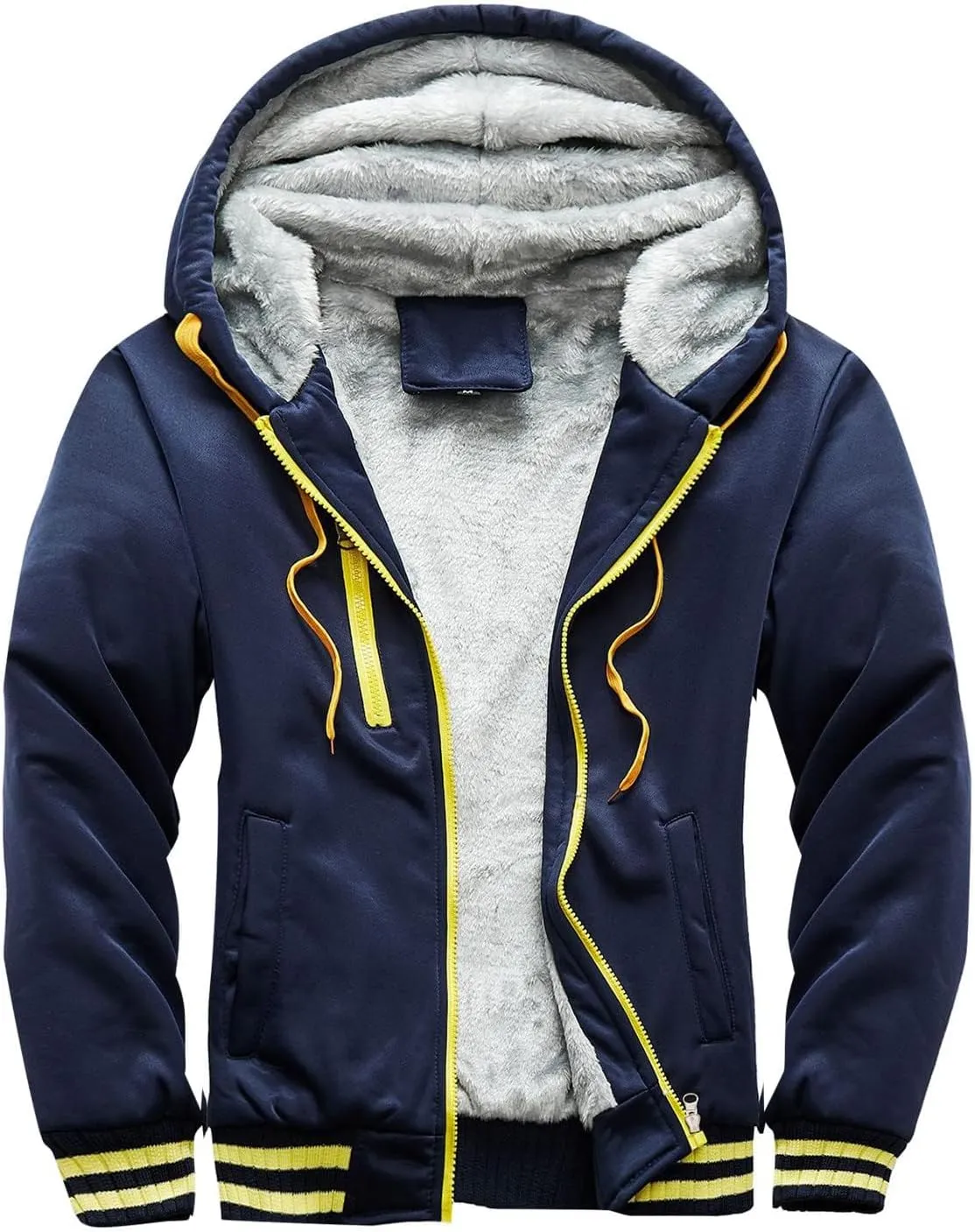 Fleece Hoodie Men Winter Thick Zipper Sweatshirts Workout Baseball Coat Casual Warm Hooded Pullover Jacket Sport Coats