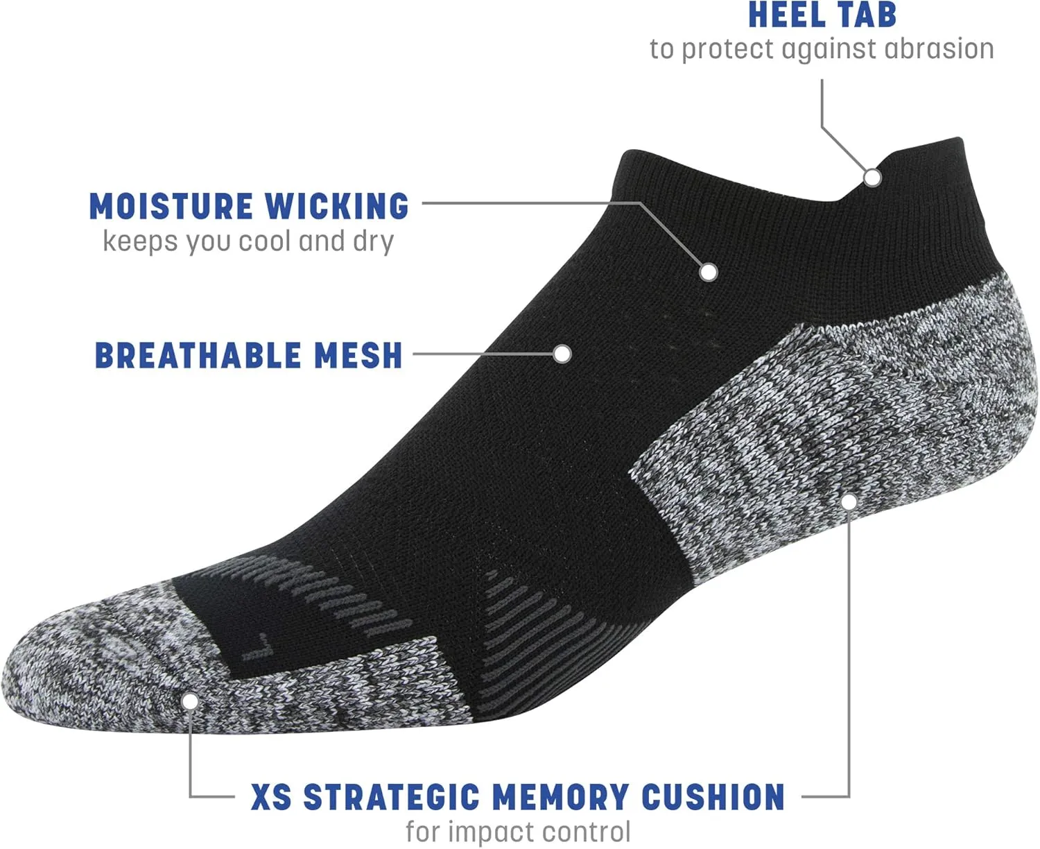 Gildan Men's Strategic Cushion No Show Socks with Tab Back