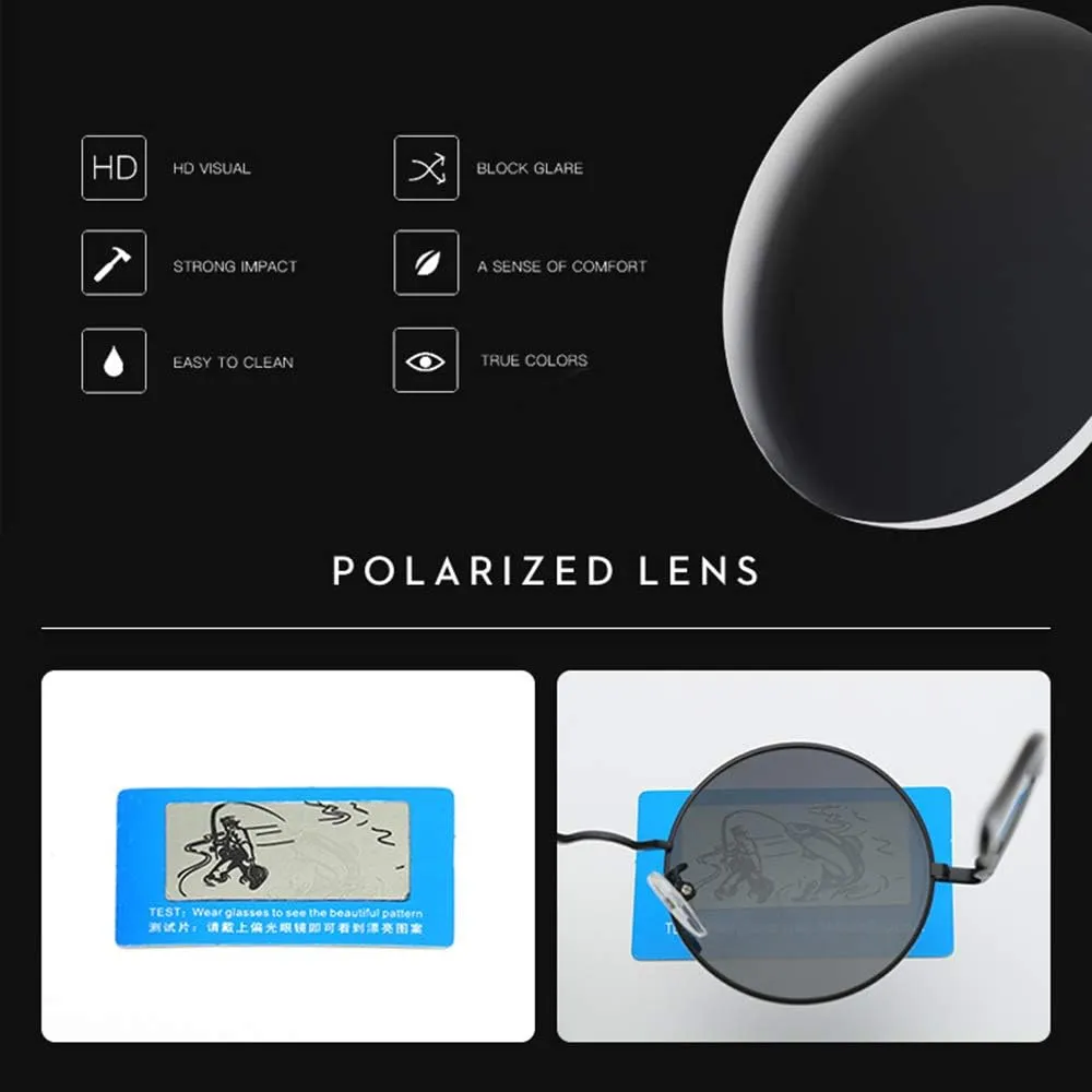 Gleyemor Polarized Round Sunglasses for Men Women Hippie Small Circle Glasses Red Yellow Lenses
