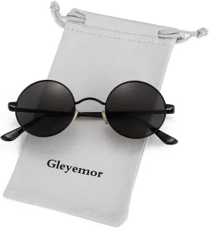 Gleyemor Polarized Round Sunglasses for Men Women Hippie Small Circle Glasses Red Yellow Lenses