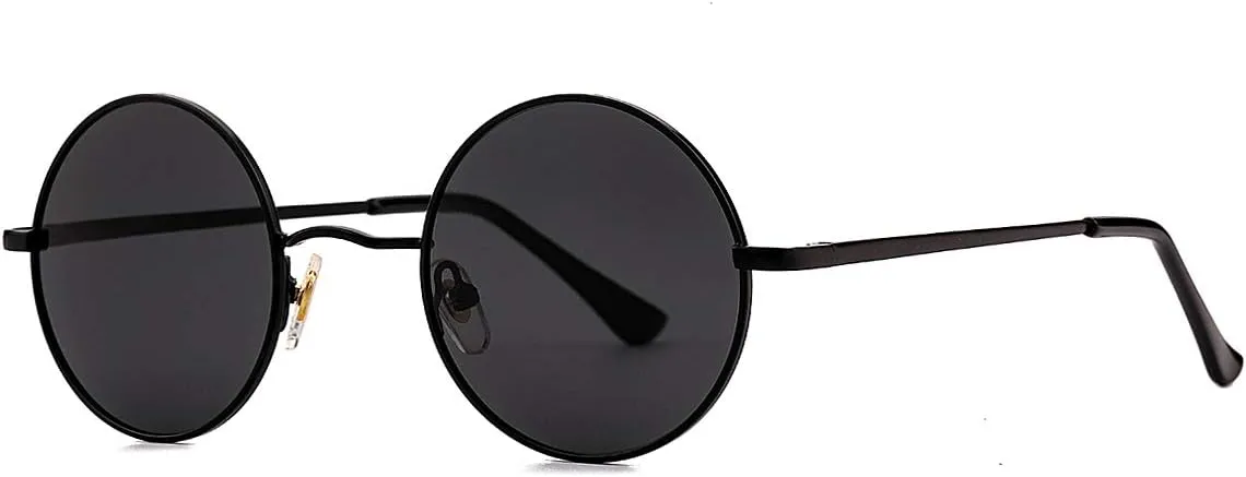 Gleyemor Polarized Round Sunglasses for Men Women Hippie Small Circle Glasses Red Yellow Lenses