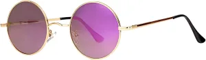 Gleyemor Polarized Round Sunglasses for Men Women Hippie Small Circle Glasses Red Yellow Lenses