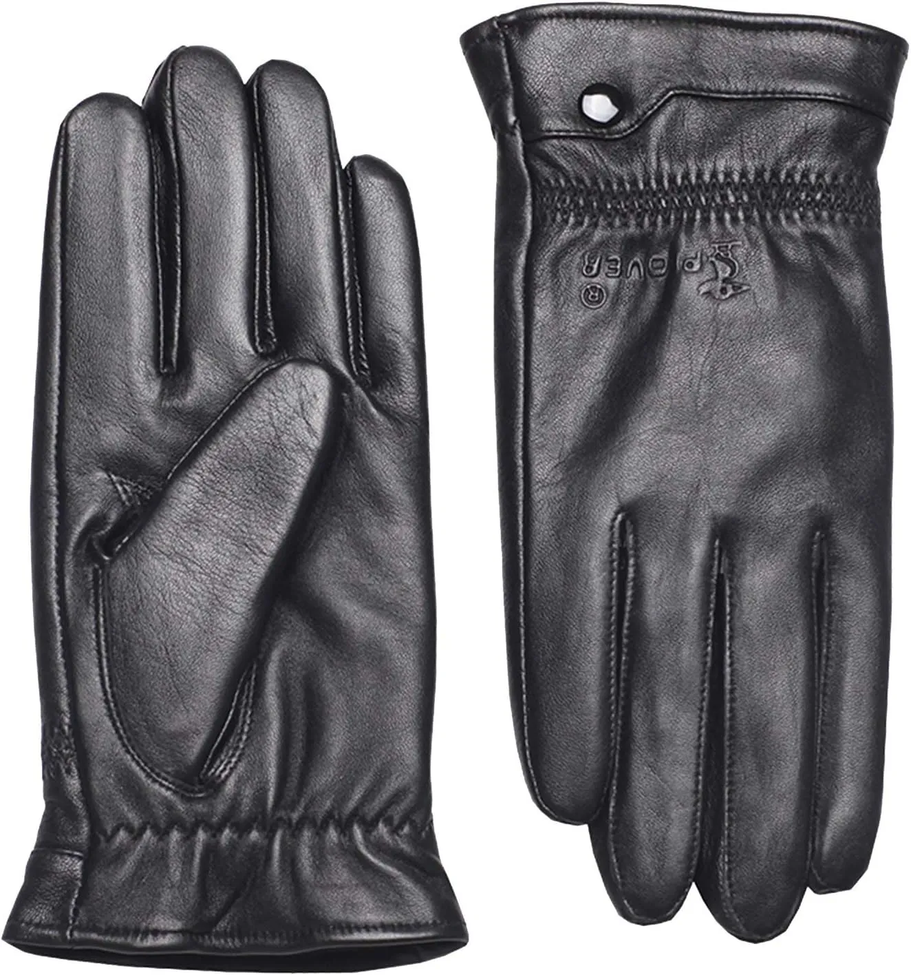 Gloves Men's Leather Gloves Winter Warm Gloves Touch Screen Fleece Lined Gloves Leather Driving Gloves (Size : L)