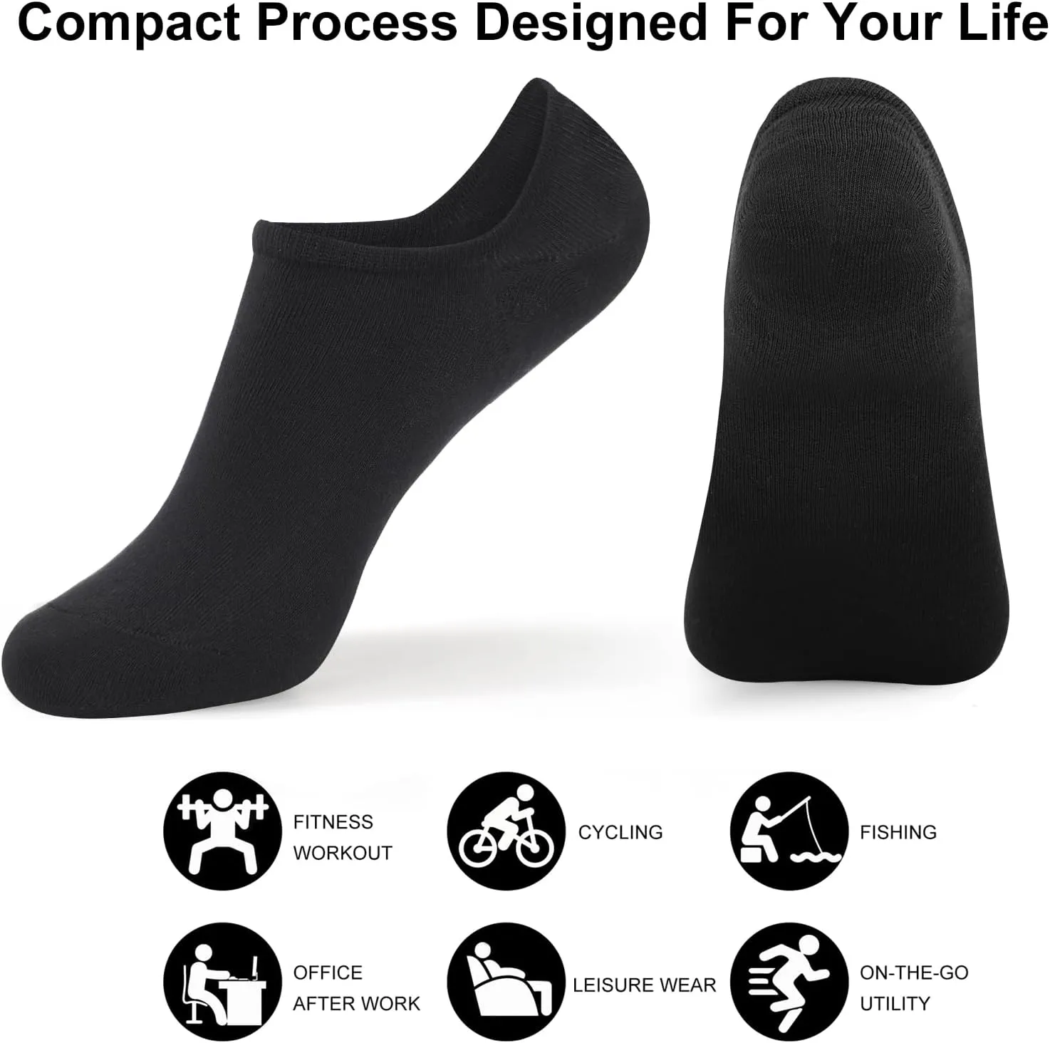 GUUNIEE No Show Socks Womens 4 or 6 Pairs Black Invisible Liner Non Slip Low Cut Socks Thin Short Ladies