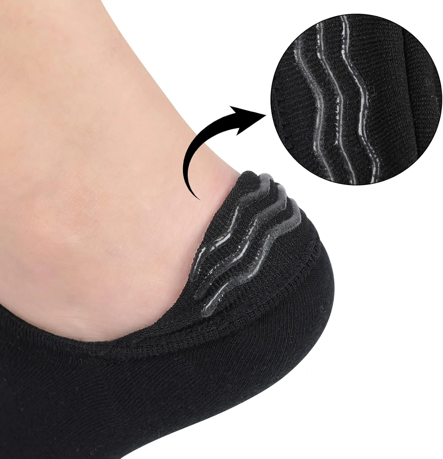 GUUNIEE No Show Socks Womens 4 or 6 Pairs Black Invisible Liner Non Slip Low Cut Socks Thin Short Ladies