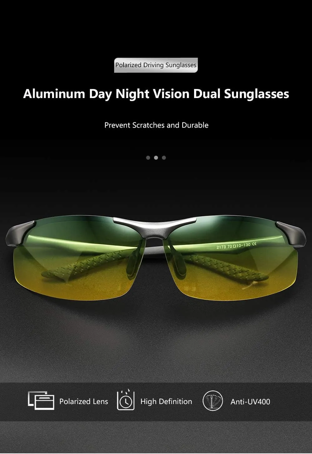 GUZTAG Polarized Glasses for Men & Women – Night Vision Driving/Sun Glasses with Aluminum Frame Sports Sunglasses