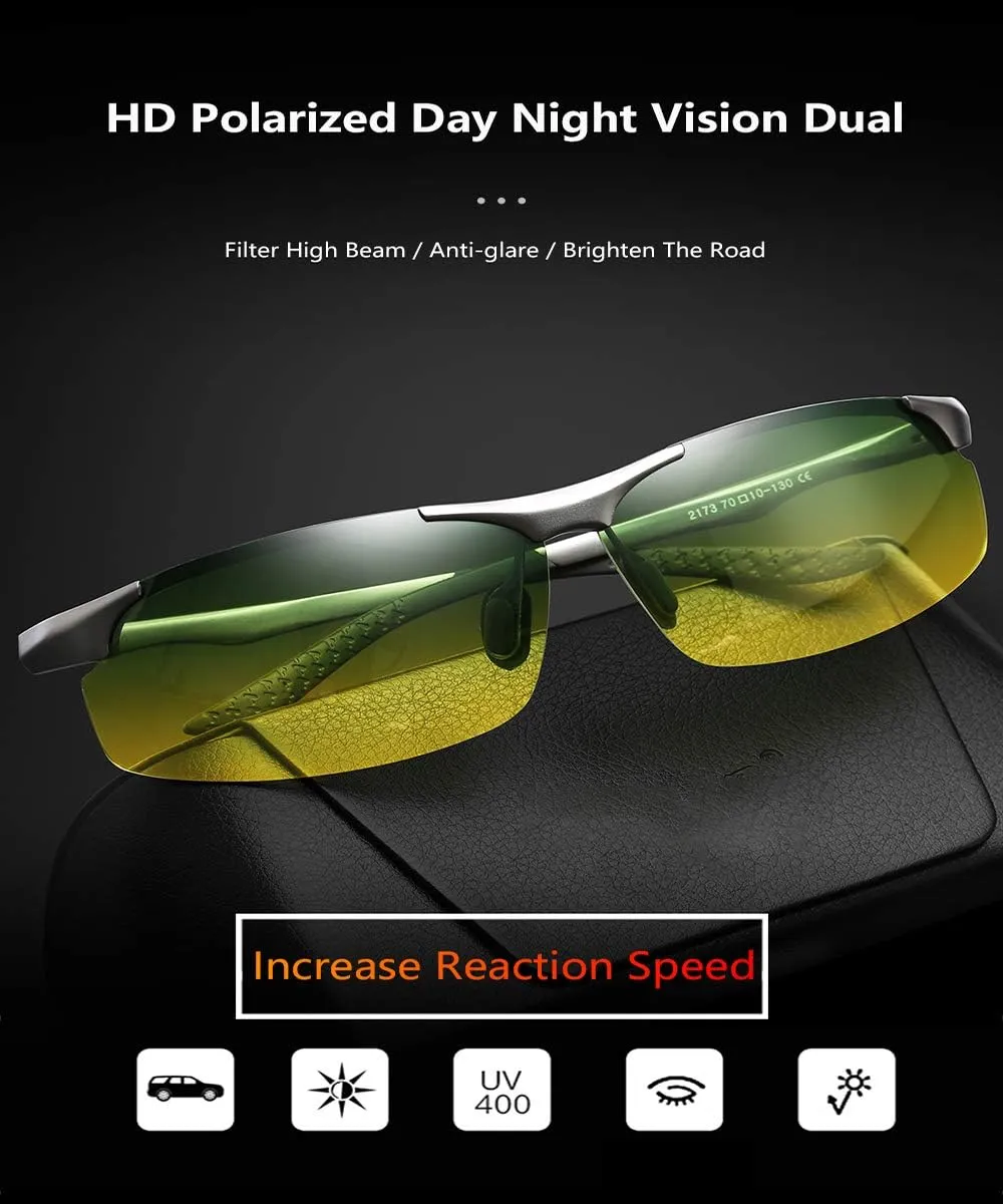 GUZTAG Polarized Glasses for Men & Women – Night Vision Driving/Sun Glasses with Aluminum Frame Sports Sunglasses