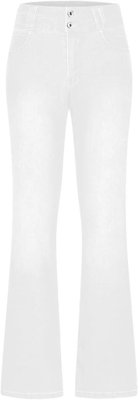 HGps8w Bell Bottom Jeans for Women Plus Size Super High Waisted Classic Stretchy Skinny Flared Denim Pants