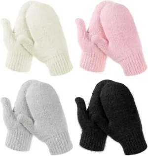 Hicarer Women's Winter Mittens - Knitted Gloves, Warm Fleece & Double Wool