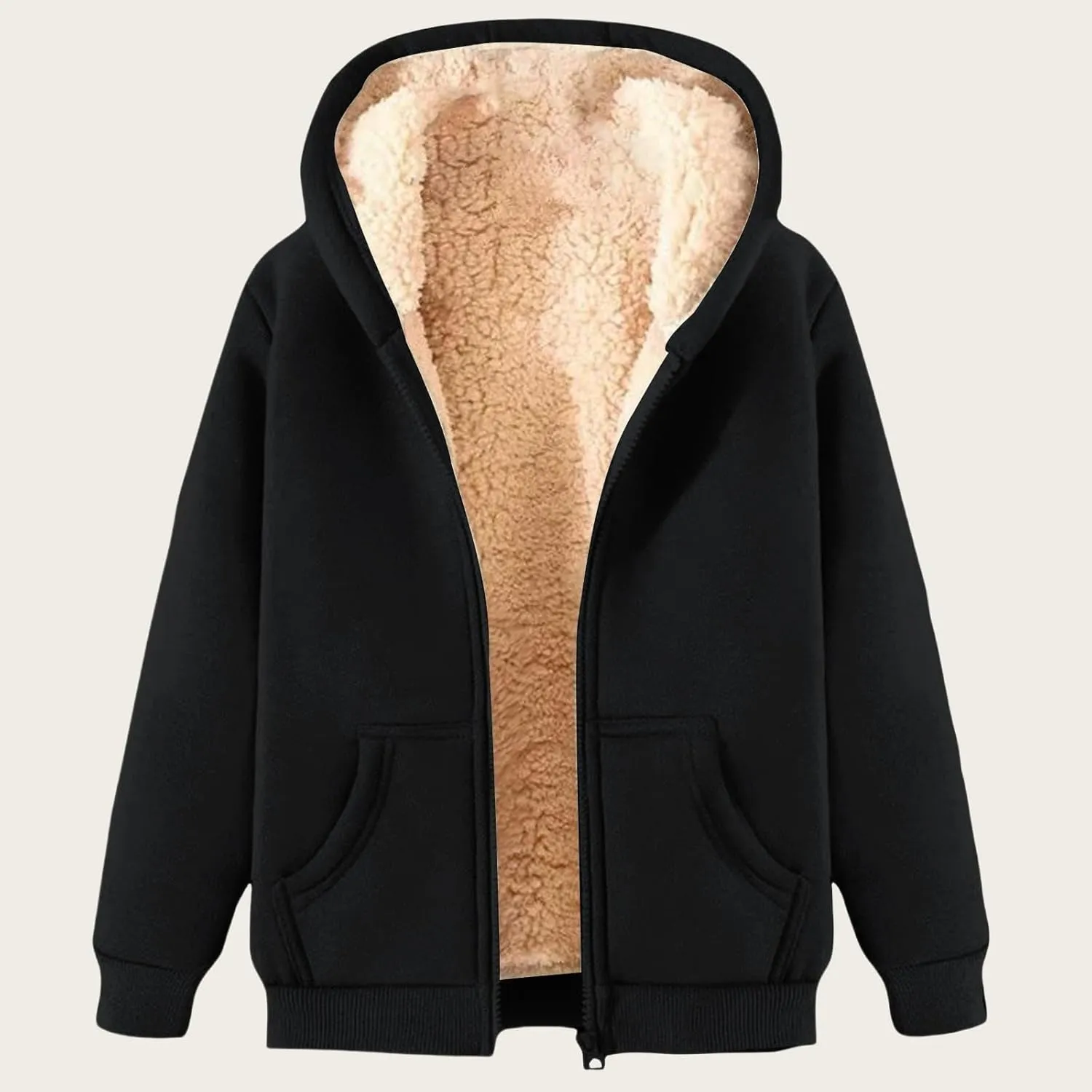 Hoodies for Men Winter Fleece Sweatshirt Hoodie Jackets Full Zip Up Thick Sherpa Lined Hooded Jacket Winter Coats