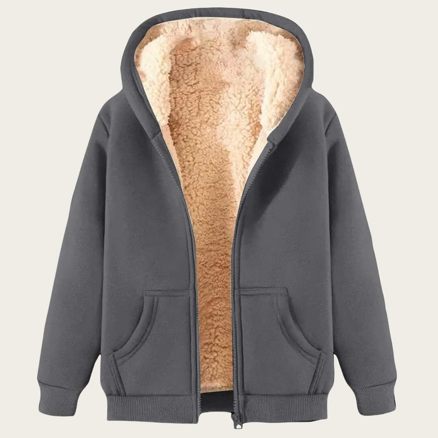 Hoodies for Men Winter Fleece Sweatshirt Hoodie Jackets Full Zip Up Thick Sherpa Lined Hooded Jacket Winter Coats