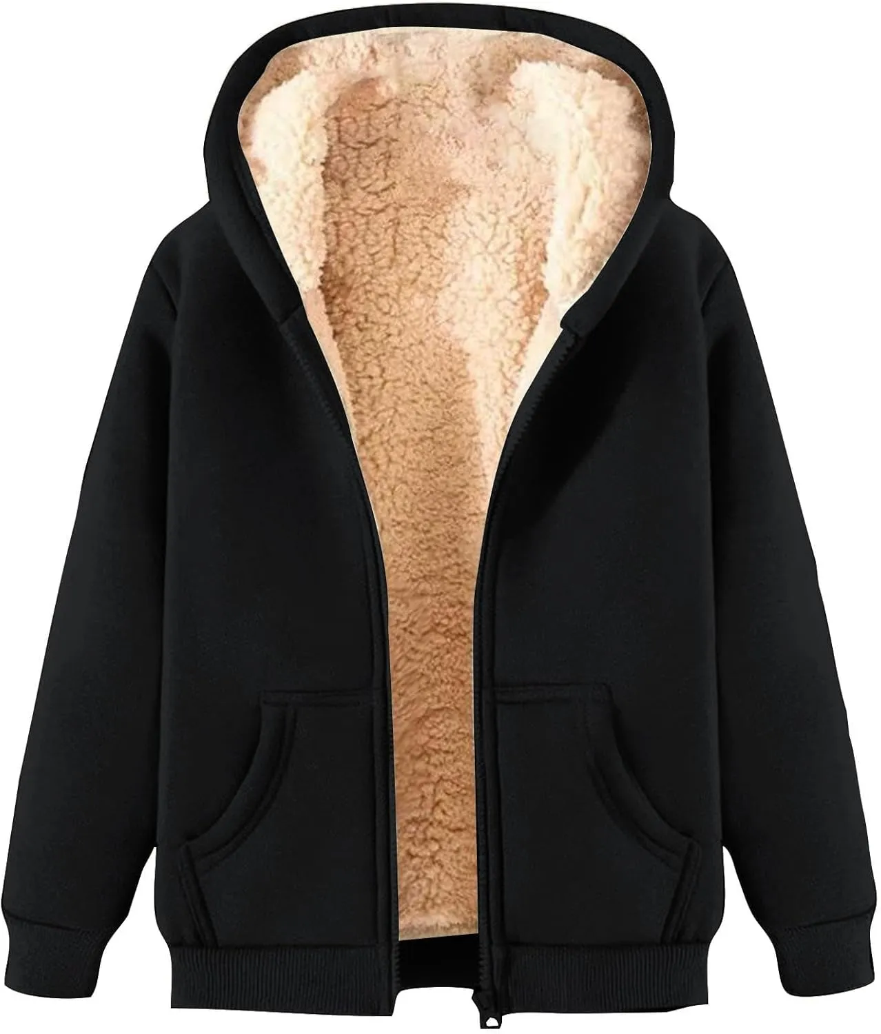 Hoodies for Men Winter Fleece Sweatshirt Hoodie Jackets Full Zip Up Thick Sherpa Lined Hooded Jacket Winter Coats