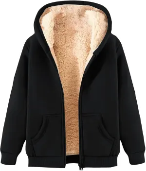 Hoodies for Men Winter Fleece Sweatshirt Hoodie Jackets Full Zip Up Thick Sherpa Lined Hooded Jacket Winter Coats