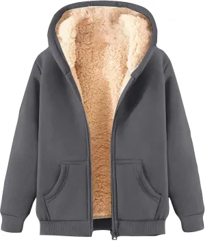 Hoodies for Men Winter Fleece Sweatshirt Hoodie Jackets Full Zip Up Thick Sherpa Lined Hooded Jacket Winter Coats