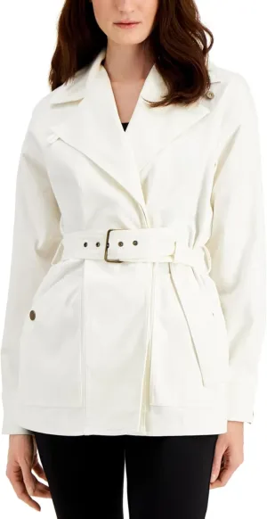I.N.C. International Concepts Women's Trench Coat Washed White L