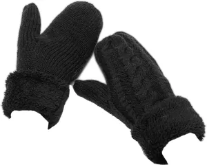 INOGIH Winter Warm Mittens Cold Weather Gloves for Women - Soft lining Thick Crochet Cable Knit Gloves