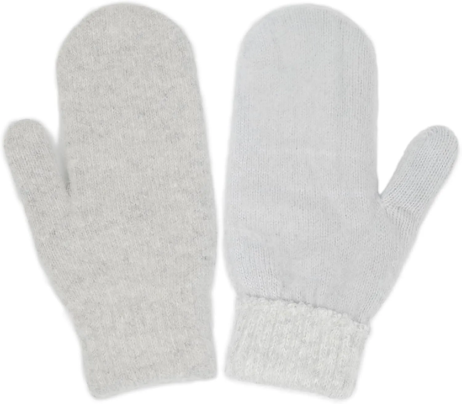 INOGIH Women Warm Knit Mittens - Winter Soft Warm Elastic Faux-Rabbit-Fur Gloves Mittens for Cold Weather