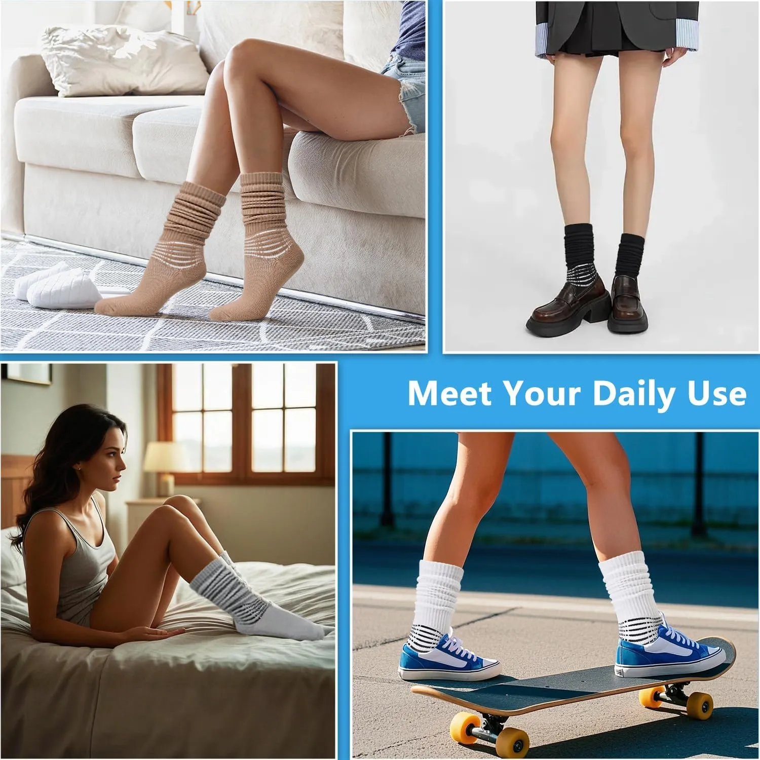 IRAMY Compression Socks for Women Scrunch Ankle Support Coolmax Wicking Running Cushioned Plantar Fasciitis Slouchy Sock