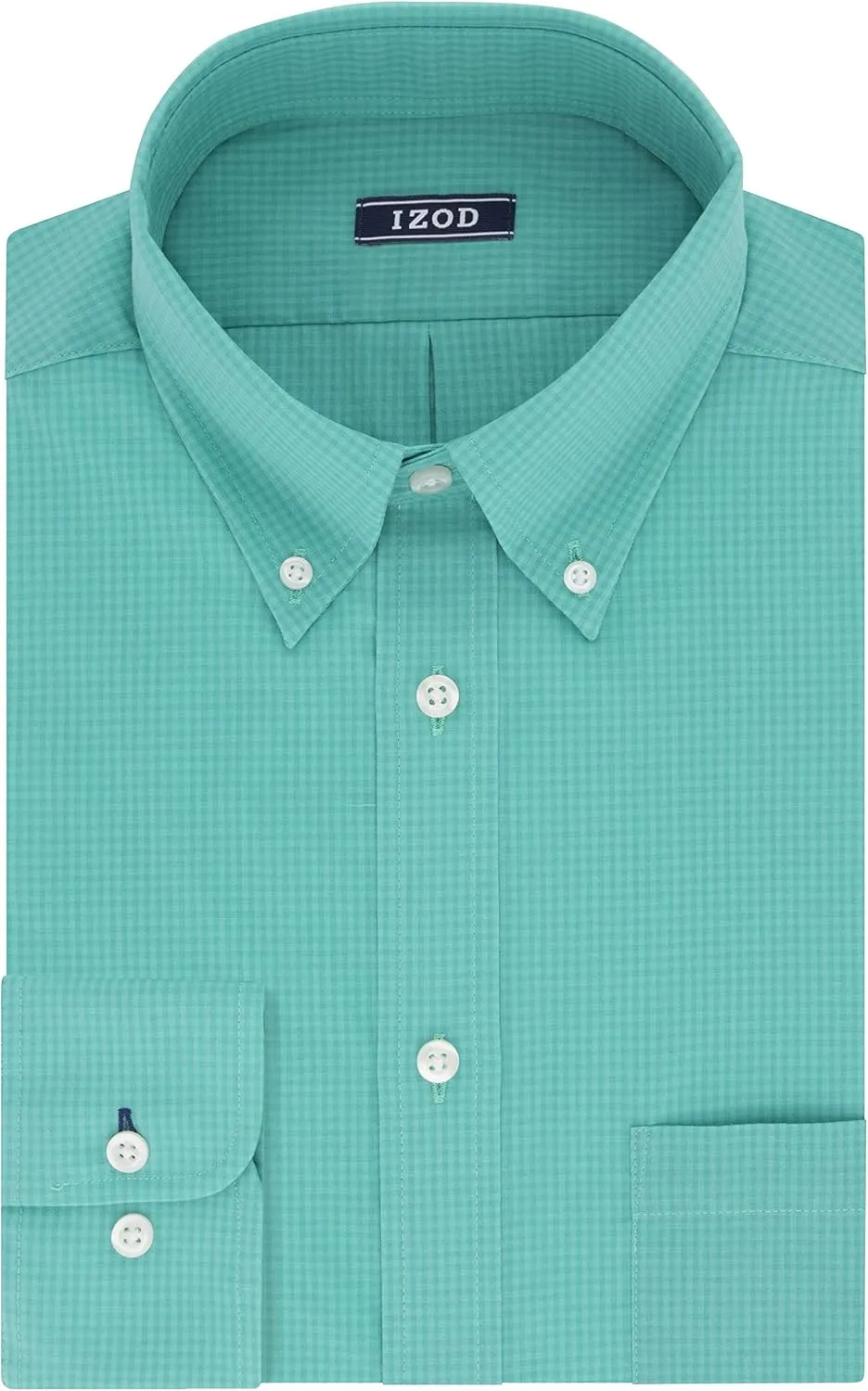 IZOD Men's Regular Fit Stretch Check Buttondown Collar Dress Shirt