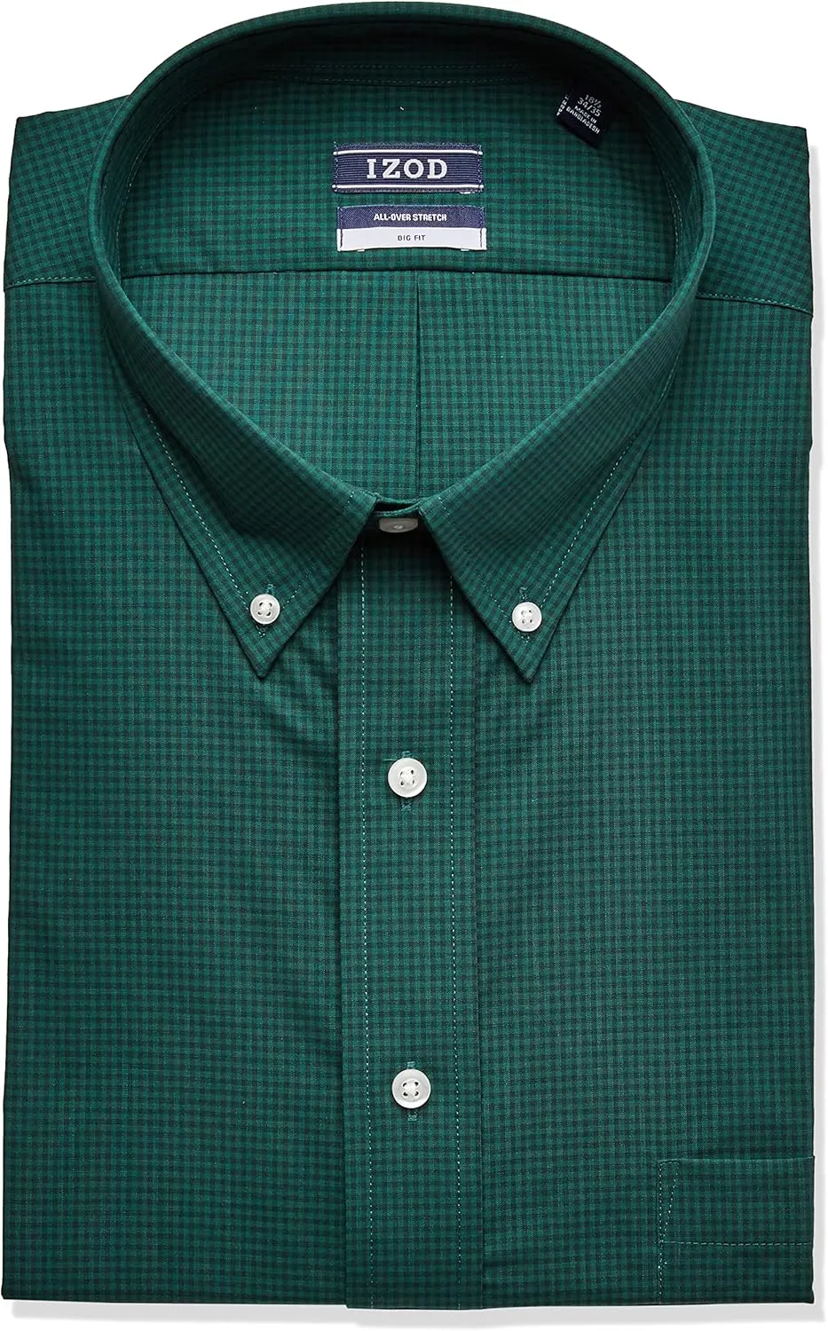 IZOD Men's Regular Fit Stretch Check Buttondown Collar Dress Shirt