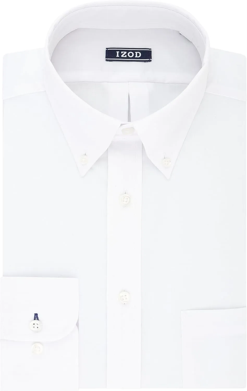 IZOD mens Regular Fit Stretch Solid Button Down Collar Dress Shirt, White, 16 -16.5 Neck 34 -35 Sleeve Large US