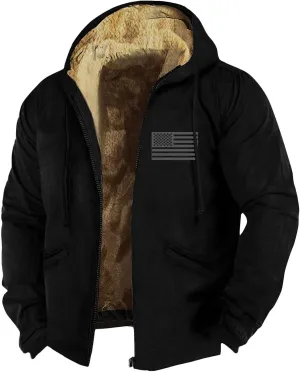 JJHAEVDY Mens Jacket Solid Fleece Lined Jackets Full Zip Long Sleeve Coats Fashion Trendy Hoodie Loose Jacket with Pockets