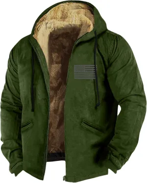 JJHAEVDY Mens Jacket Solid Fleece Lined Jackets Full Zip Long Sleeve Coats Fashion Trendy Hoodie Loose Jacket with Pockets