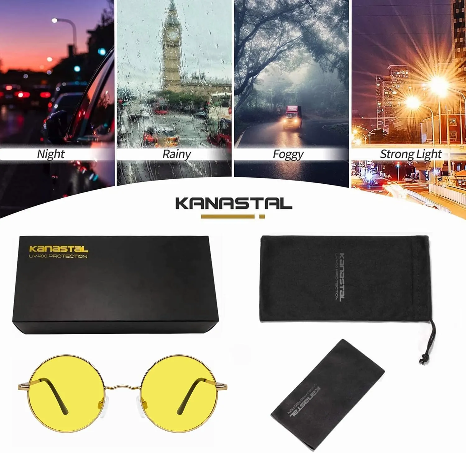 KANASTAL Polarized Round Sunglasses for Women Men Circle Hippie Style Sun Glasses UV400 Protection Halloween Cosplay