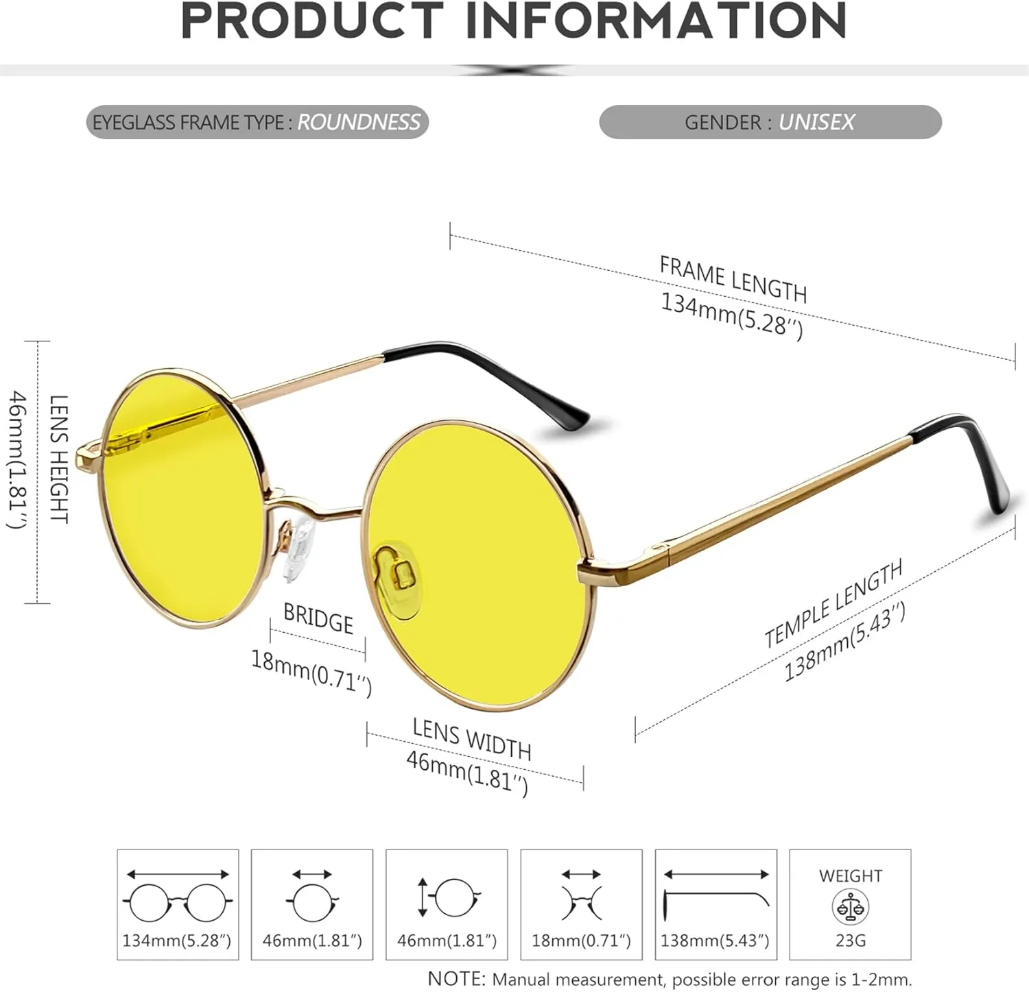 KANASTAL Polarized Round Sunglasses for Women Men Circle Hippie Style Sun Glasses UV400 Protection Halloween Cosplay