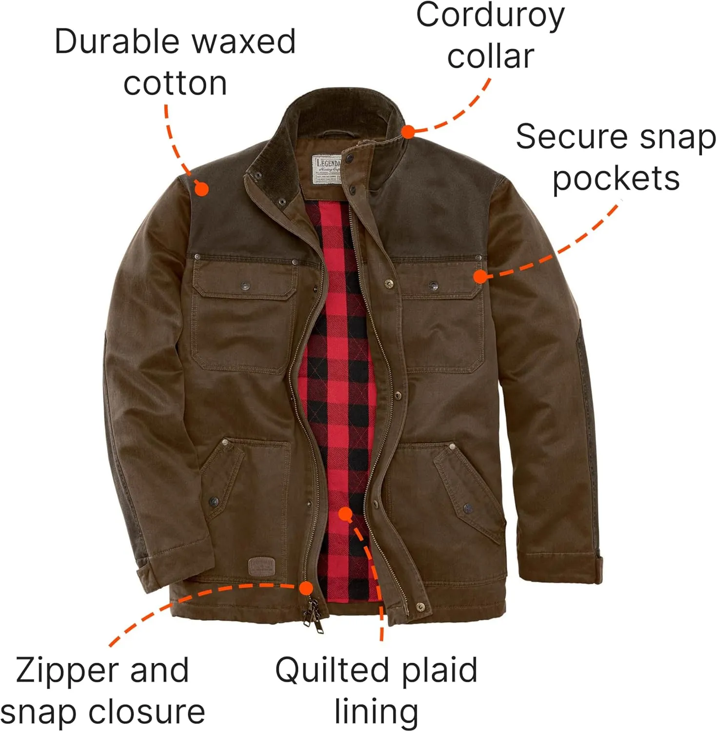 Legendary Whitetails Men's Chore Coat Tough as Buck Collection, Flannel Lined Barn & Field Workwear Jacket