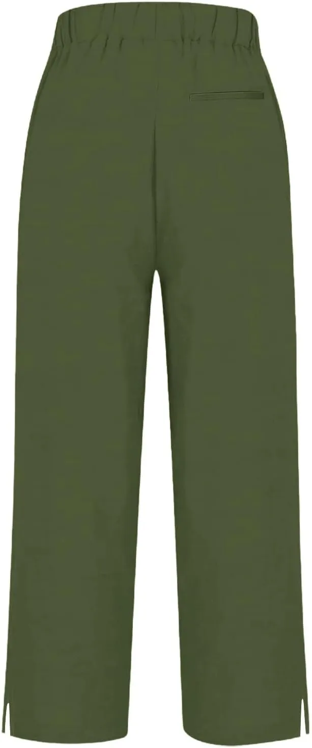 Linen Pants Women High Waisted Straight Leg Short Palazzo Pants for Women Light Weight Womens Pants for Summer