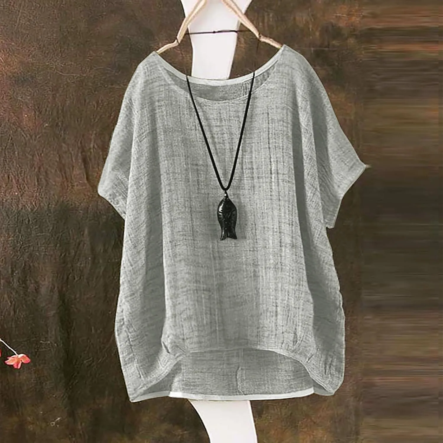 Linen Shirts for Women 2025 Spring Summer Casual Boho Shirts Comfy Loose Short Sleeve Hippie Peasant Tops Blouses