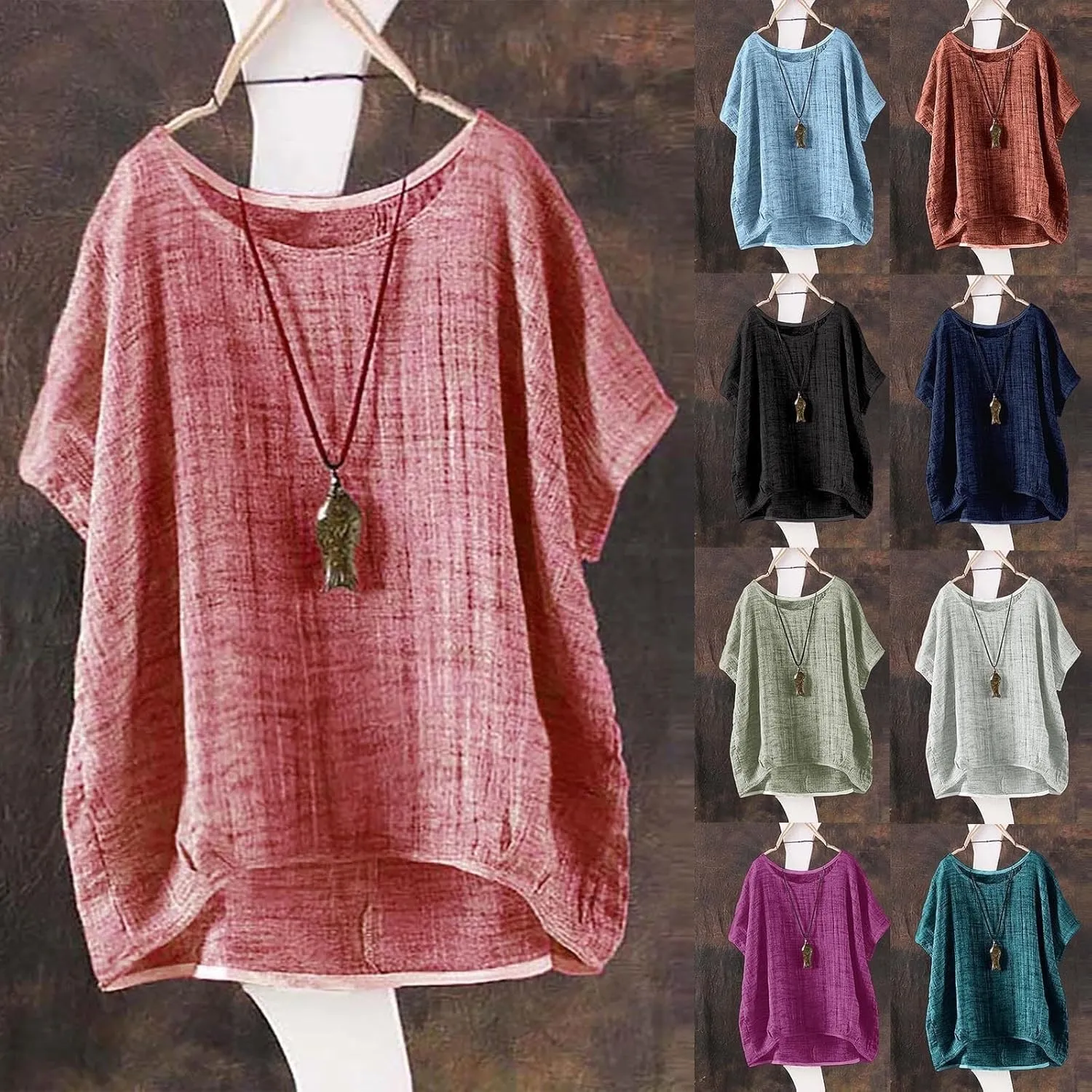 Linen Shirts for Women 2025 Spring Summer Casual Boho Shirts Comfy Loose Short Sleeve Hippie Peasant Tops Blouses