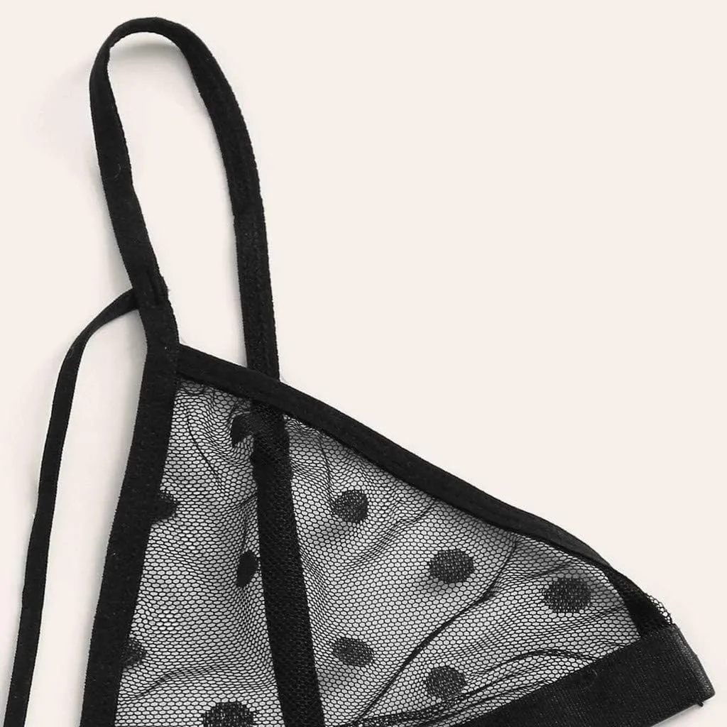 Lingerie For Women Sexy 2 Piece Set Sheer Bra and Panty Floral Lace Mesh Sleepwear Bralette G-String Underwear