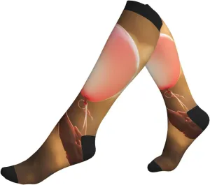 Lovely Hearts Print Circulation Compression Socks For Plantar Fasciitis Edema And Post Surgery