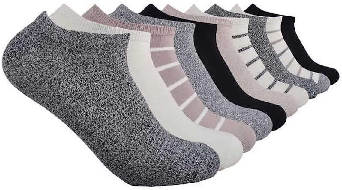 Lucky Brand Women's Super Soft No Show Socks, 10 Pairs, Fits Shoe Size 4-10 (Black Multi)