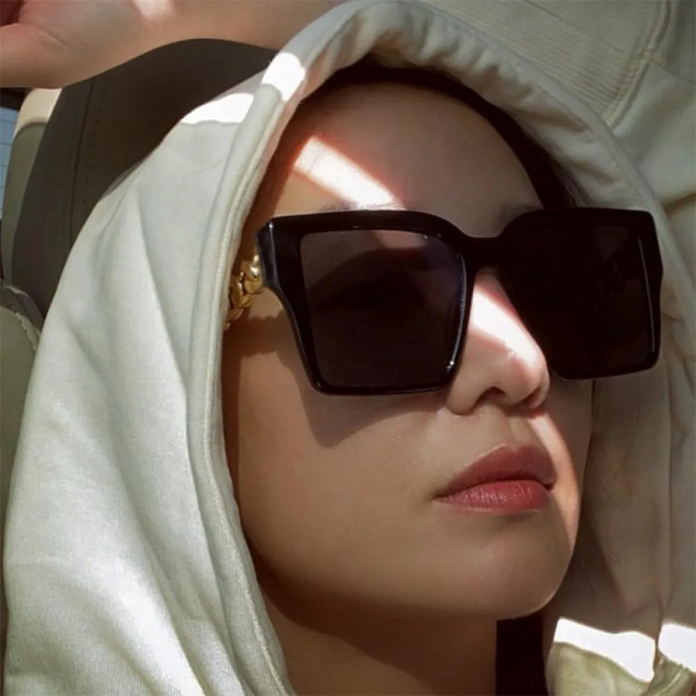 Luxury Cat Eye Sunglasses Woman Vintage Black Sun Glasses for Fashion Big Frame Female UV400