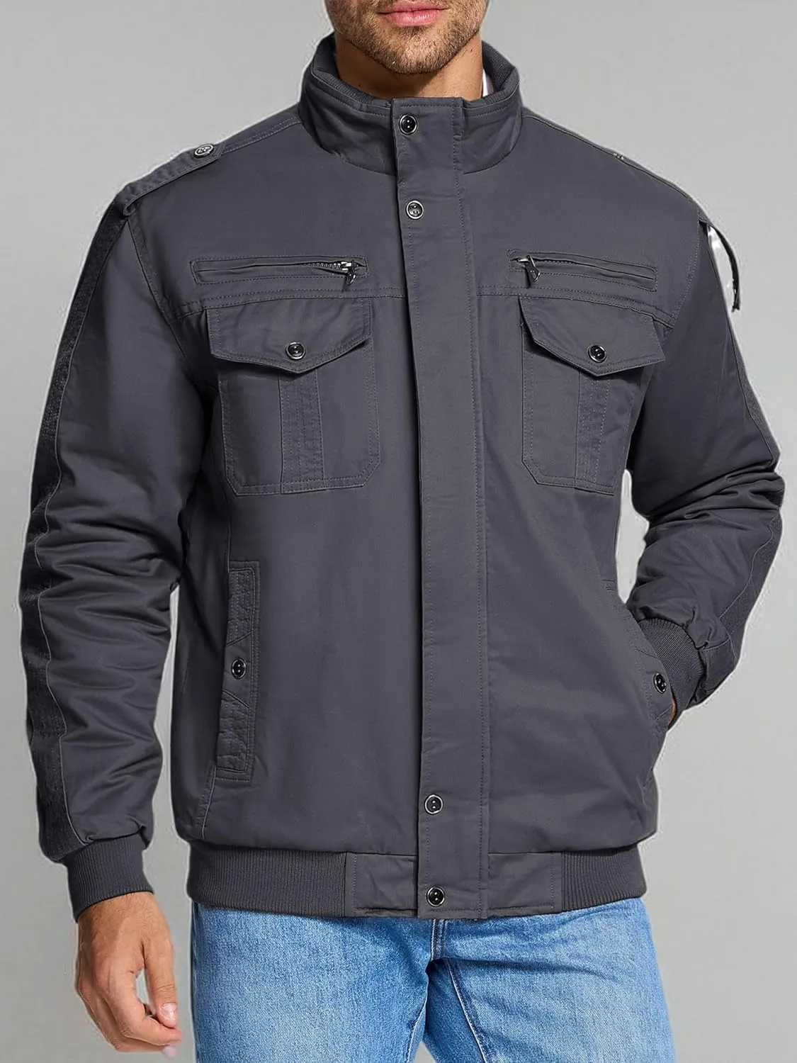 MAGCOMSEN Winter Jackets For Men Fleece Lined Coat Cotton Thermal Jacket Trucker Field Hiking Jackets Canvas Work Jacket