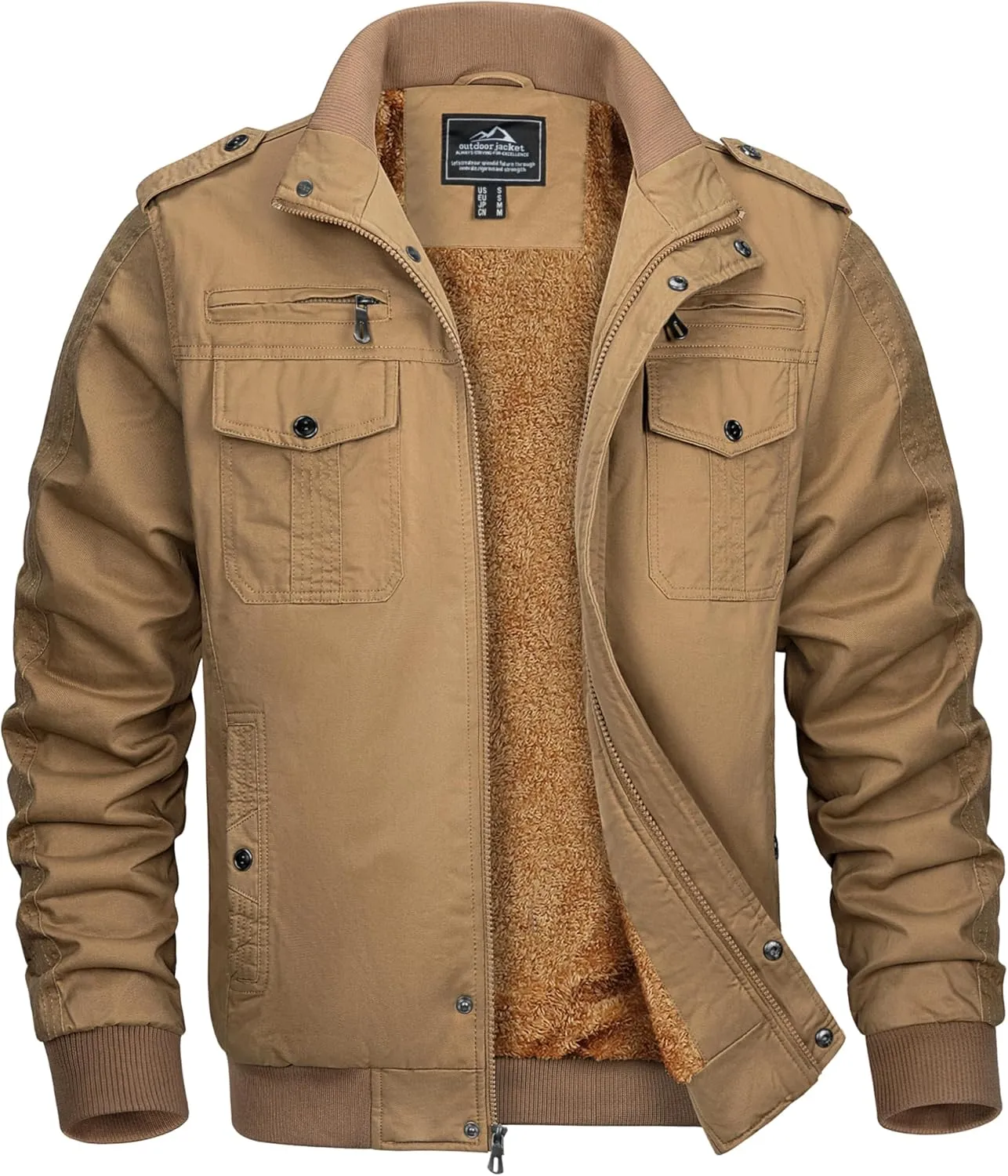 MAGCOMSEN Winter Jackets For Men Fleece Lined Coat Cotton Thermal Jacket Trucker Field Hiking Jackets Canvas Work Jacket