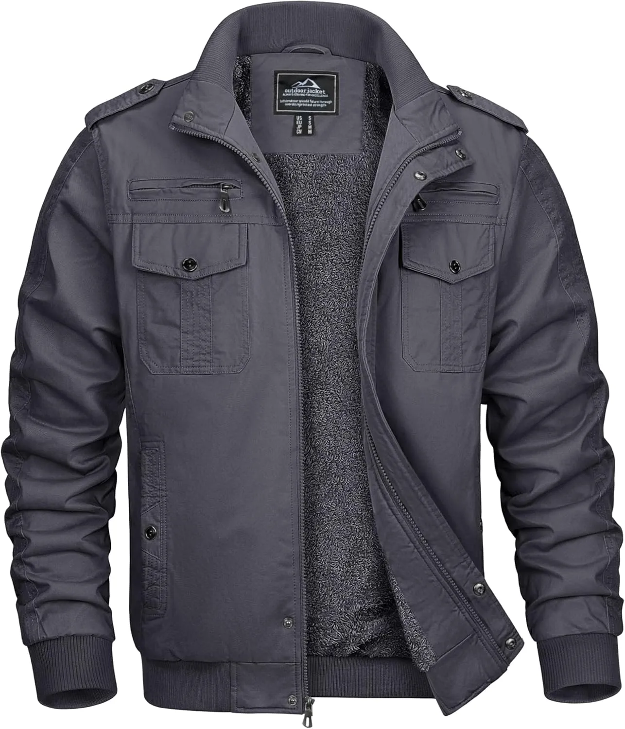 MAGCOMSEN Winter Jackets For Men Fleece Lined Coat Cotton Thermal Jacket Trucker Field Hiking Jackets Canvas Work Jacket
