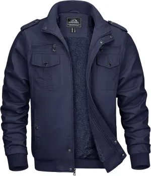 MAGCOMSEN Winter Jackets For Men Fleece Lined Coat Cotton Thermal Jacket Trucker Field Hiking Jackets Canvas Work Jacket