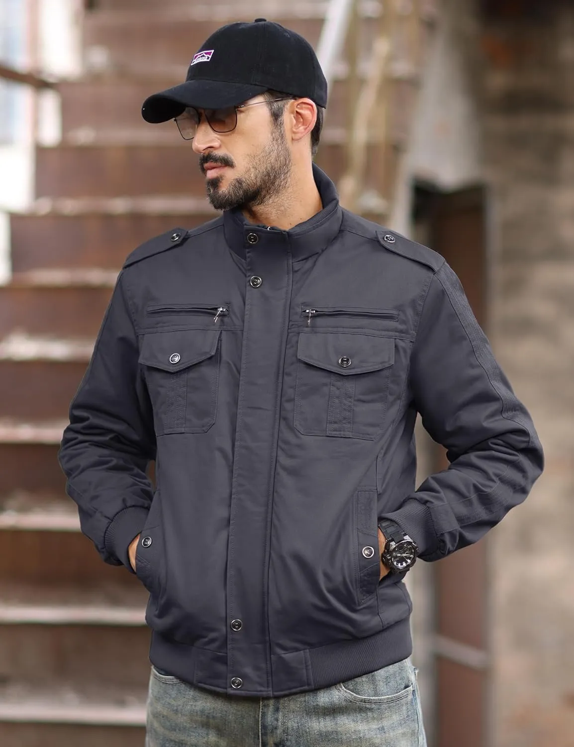 MAGCOMSEN Winter Jackets For Men Fleece Lined Coat Cotton Thermal Jacket Trucker Field Hiking Jackets Canvas Work Jacket
