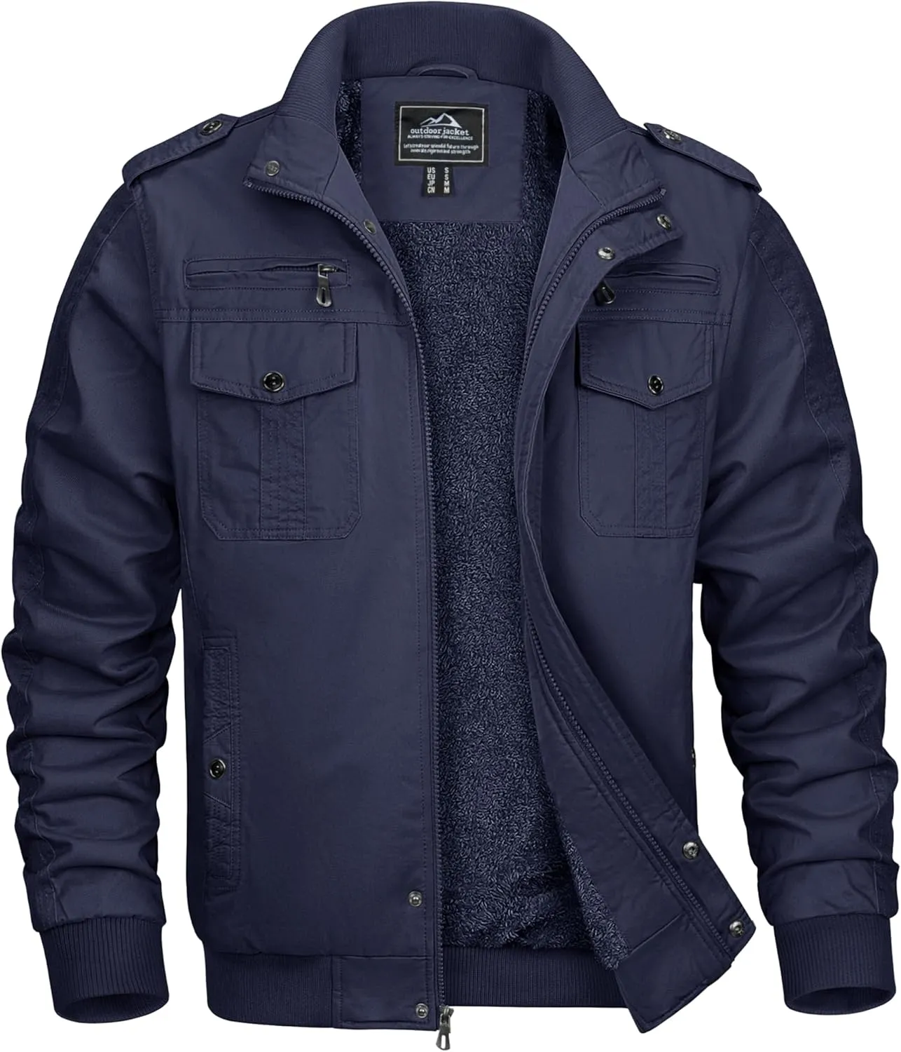 MAGCOMSEN Winter Jackets For Men Fleece Lined Coat Cotton Thermal Jacket Trucker Field Hiking Jackets Canvas Work Jacket