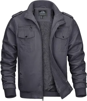 MAGCOMSEN Winter Jackets For Men Fleece Lined Coat Cotton Thermal Jacket Trucker Field Hiking Jackets Canvas Work Jacket