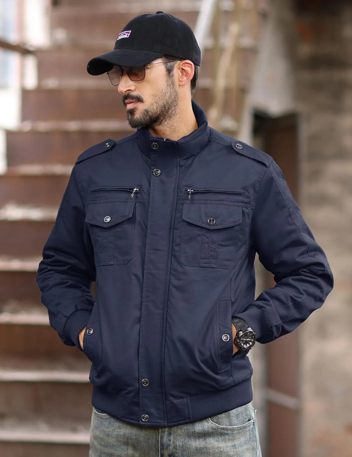 MAGCOMSEN Winter Jackets For Men Fleece Lined Coat Cotton Thermal Jacket Trucker Field Hiking Jackets Canvas Work Jacket