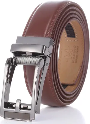 Marino Avenue Mens Genuine Leather Ratchet Dress Belt with Open Linxx Buckle