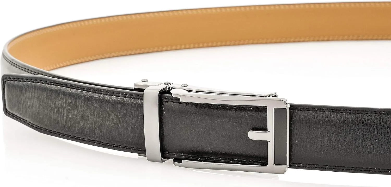 Marino Avenue Mens Genuine Leather Ratchet Dress Belt with Open Linxx Buckle